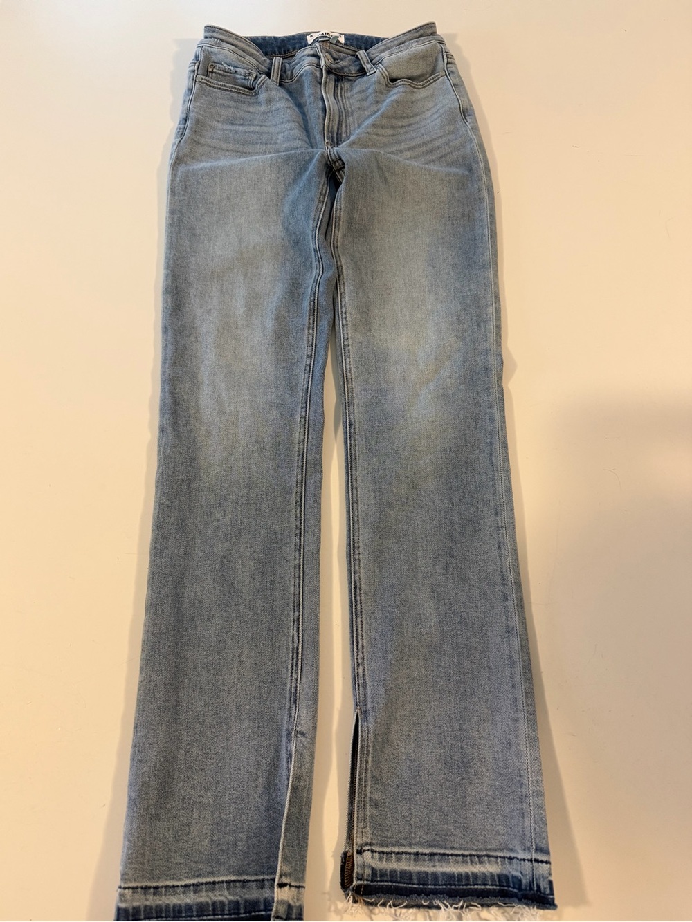 PAIGE Cindy High Rise Straight Crop Jeans Light Wash Raw Hem Size 27